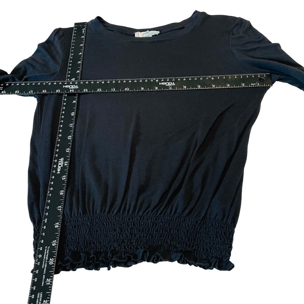 Glitz Black Long Sleeve Top Girls Large L 39% Rayon 5% Spandex Shirred Hem - Picture 8 of 8